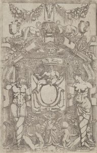 Koriste, jossa on pieni tyhjä soikea, 1540-45. tekijältä Antonio Fantuzzi