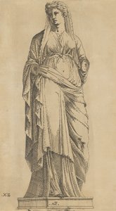 Nainen koko kasvot, hänen päänsä hieman vasemmalle, n. 1543. tekijältä Antonio Fantuzzi