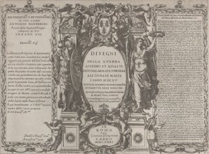 Frontispiece piirustuksiin sodasta, piirityksestä ja Turkin armeijan hyökkäyksestä saarelle..., 1631. tekijältä Antonio Francesco Lucini