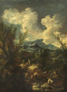 Maisema pesunaisten kanssa, 1711-35 tekijältä Antonio Francesco Peruzzini