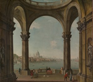 Capriccio St. Paulsin ja Old London Bridgen kanssa. tekijältä Antonio Joli