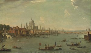 Neljä näkymää Lontooseen: Thames päin St. Paulsia tekijältä Antonio Joli