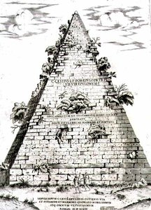 Caius Cestiuksen pyramidi rakennettu noin 12 eKr., Rooma