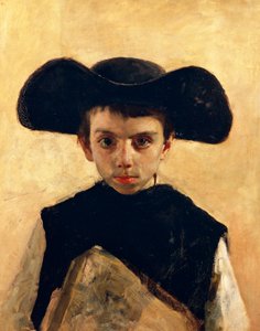 Prevetariello (pieni pappi), Antonio Mancini (1852-1930), öljy kankaalle, 66x53 cm