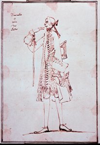 Carlo Broschin muotokuva nimeltä Farinelli (1705-1782) Italialainen castrato (castrat) Anton Maria Zanettin (1680-1767) sarjakuva. 1700-luvulla. Yksityinen kokoelma.
