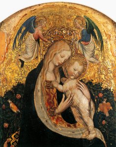 Antonio Pisanello (1395-1455) viiriäisen madonna, yksityiskohta