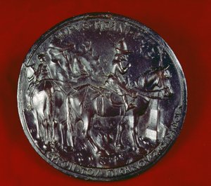 Johannes Paleologus VIII:aa (k. 1448) kuvaava mitali (pronssi) tekijältä Antonio Pisanello