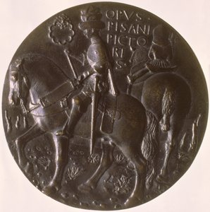 Muotokuvamitali, kääntöpuolella Gianfrancesco Gonzaga 13945-1444 hevosen selässä, 1446-8 pronssi, etupuoli ks. 96843.