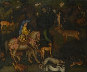 Pyhän Eustacen visio, n. 1440 tekijältä Antonio Pisanello