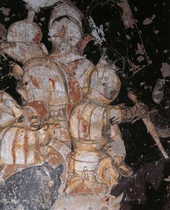 Antonio Pisanon Tournament-Battle of Louvezerp, joka tunnetaan nimellä Pisanello (ennen 1395 - noin 1455), fresko, yksityiskohta, Palazzo Ducale, Mantova tekijältä Antonio Pisanello