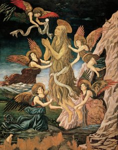 Egyptin Marian taivaaseenastumis tai Pyhän Maria Magdaleenan taivaaseenastuminen, Antonio Benci tunnetaan nimellä Pollaiuolo (1431-n. 1498), öljyä ja temperaa puussa tekijältä Antonio Pollaiuolo