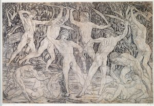 Alastomien soturien taistelu Piirustus Antonio Pollaiolo (Pollaiuolo tai Benci) (n. 1431-1498) 1470 Graafisten ja piirustusten laitos, Uffizi Firenze tekijältä Antonio Pollaiuolo