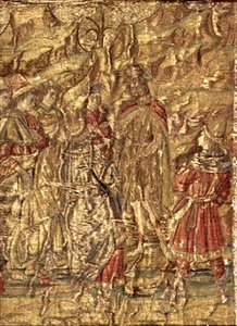 Ang Pagpupulong sa pagitan ni St. John the Baptist at ng Tax Collectors, tapestry na naglalarawan sa buhay ng santo (textile)finn tekijältä Antonio Pollaiuolo