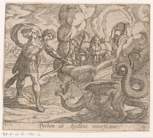 Apollo tekee Pythonista Apollo tappoi Pythonin (otsikko esineessä) Metamorfoosi tai muunnokset (sarjan nimi) Metamorfosen van Ovidius (sarjan nimi) tekijältä Antonio Tempesta