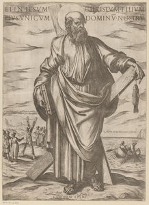 Pyhästä Andreasta Ja Jeesuksessa Kristuksessa, hänen ainoassa pojassaan, meidän Herrassamme (otsikko esineessä) Kristus, Maria en de apostle (sarjan nimi) tekijältä Antonio Tempesta
