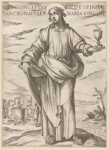 Pyhästä Johanneksesta Joka sikisi Pyhästä Hengestä, syntyi neitsyt Mariasta (otsikko esineessä) Kristus, Maria en de apostle (sarjan nimi) tekijältä Antonio Tempesta