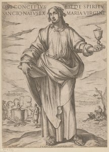 Pyhästä Johanneksesta Joka sikisi Pyhästä Hengestä, syntyi neitsyt Mariasta (otsikko esineessä) Kristus, Maria en de apostle (sarjan nimi) tekijältä Antonio Tempesta