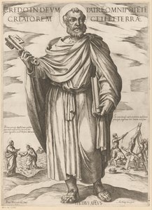 Pyhästä Pietarista Uskon jumalaan, Isään, kaikkivaltiaan taivaan ja maan Luojaan (otsikko esineessä) Kristus, Maria en de apostle (sarjan nimi) tekijältä Antonio Tempesta
