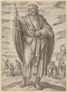 Pyhästä Tuomasta Laskeutui helvettiin, nousi kuolleista kolmantena päivänä (otsikko esineessä) Kristus, Maria en de apostle (sarjan nimi) tekijältä Antonio Tempesta