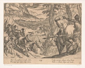 Aleksanteri Suuren armeija ympäröi vihollisen joukot tulella Aleksanteri Suuren teot (sarjan nimi) Alexandri magni praecipvae res gestae (sarjan nimi) tekijältä Antonio Tempesta