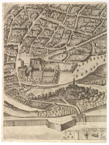 Rooman kaupungin suunnitelma. Osa 11 San Pancrazion vasemmalla rannalla, 1645. tekijältä Antonio Tempesta
