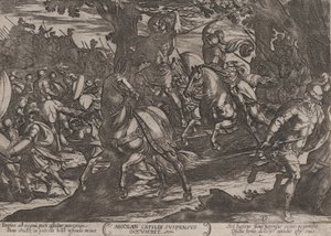 Levy 19: Jaakob tappaa Absalomin, Vanhan testamentin taisteluista, n. 1..., n. 1590-n. 1610. tekijältä Antonio Tempesta