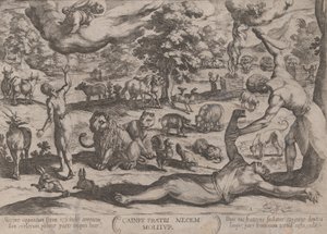 Levy 1: Cain Killing Abel, Vanhan testamentin taisteluista, n. 1590..., n. 1590-n. 1610. tekijältä Antonio Tempesta