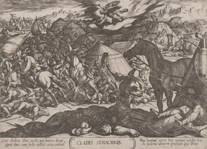 Levy 21: Herran enkeli voitti Sanheribin armeijan, julkaisusta The..., noin. 1590-n. 1610. tekijältä Antonio Tempesta