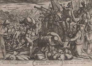 Levy 22: Josaphat kiittää Jumalaa hänen voitostaan, teoksesta The Battles of the Old..., n. 1590-n. 1610. tekijältä Antonio Tempesta