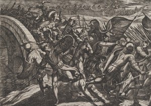 Levy 27: Hollantilaiset Moselin roomalaisen leirin yllätyshyökkäyksen aikana, The Wa..., 1611. tekijältä Antonio Tempesta