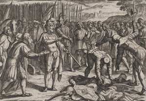 Levy 7: Saksan lähettiläät vierailevat Civilisissä, vuodelta 1611 Roomalaisten sota batavialaisia vastaan. tekijältä Antonio Tempesta