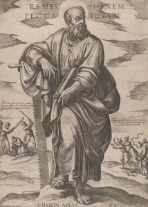 Pyhä Simon, kirjasta "Kristus, Maria ja apostolit", n. 1590-n. 1610. tekijältä Antonio Tempesta