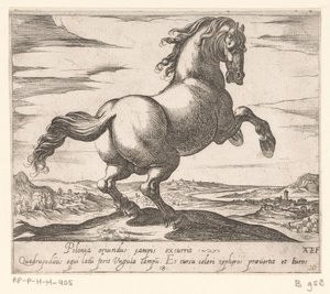 Steigerend paard naar rechts gewend Paarden uit verschiedelden landen (sarjan nimi) Näiden johtajien kanssa sinua juhlitaan johtajana, jolla on viroru suu. tekijältä Antonio Tempesta