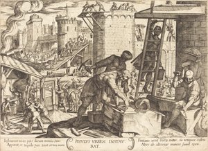 Israelilaiset jälleenrakentamassa Jerusalemin muureja tekijältä Antonio Tempesta