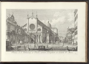 Näkymä Santi Giovanni e Paolon kirkolle Venetsiassa Platea S. S. Johannis et Pauli, eorum Templum et Schola D. Marci (otsikko esineessä) Näkymiä Venetsian rakennuksista ja aukioista (sarjan nimi) Urbis Venetiarum prospektus celebriores, entinen Antonii Can