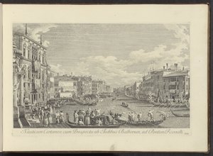 Gezicht op het Canal Grande te Venetië waar de Regata plaatsvindt Concurs nàutic amb vista des de les cases de Balbore fins al pont de Rivoalti (títol a l