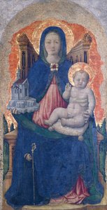Madonna lapsen kanssa, yksityiskohta Praglian alttaritaulusta, Antonio Vivarini (1418-ennen 1484), 67x33 cm tekijältä Antonio Vivarini