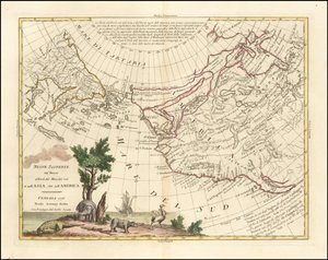 Kartta 1776 - Venäläisten uudet löydöt Etelämeren pohjoispuolella sekä Aasiassa että Amerikassa. tekijältä Antonio Zatta