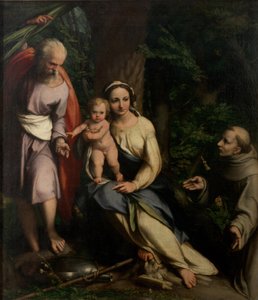 Lepo Egyptin lennossa pyhän Franciscus Assisilaisen kanssa, n. 1520. tekijältä Antonio da Correggio