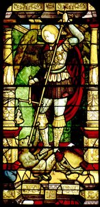 Lasimaalaus St.Michael Weighing Soulsin kanssa tekijältä Antonio da Pandino