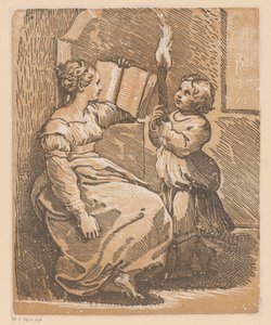 Sibylia lukemassa lapsen kanssa tekijältä Antonio da Trento (attributed to)