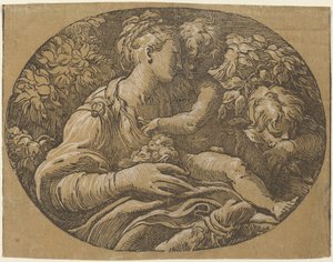 Neitsyt ruusun kanssa tekijältä Antonio da Trento after Parmigianino