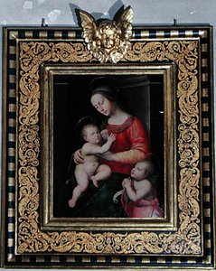 Madonna ja lapsi Pyhän Johannes Kastajan kanssa (öljy paneelissa) tekijältä Antonio del Ceraiolo