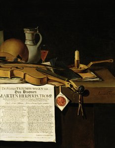 Vanitas asetelma kunnianosoitus amiraali Marten Herpertszwoon Trompille, 1655