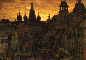 Muinainen Moskova. Katu Kitay-gorodissa 1600-luvulla, 1900 tekijältä Apollinari Mikhailovich Vasnetsov