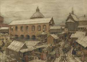 Vanha Moskova. Okhotny Ryad Hunting Row, 1900-1910-luvut