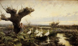 Pieni hanhenvartio, Arcadi Mas Fondevilan maalaus, 1900-luvun alku tekijältä Arcadi Mas i Fondevila