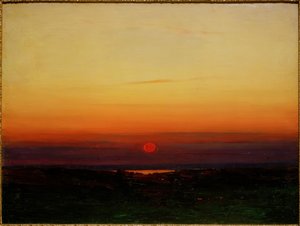 Sonnenuntergang über der Steppe an einem Seeufer tekijältä Archip Iwanowitsch Kuindschi