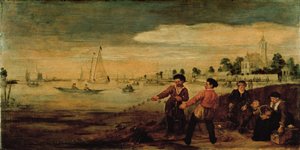Kalastajat Amstelin rannalla lähellä Pauwentuinia Amsterdamissa