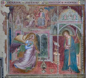 Annunciation, 1300-luvun loppupuoli tai 1400-luvun alku. tekijältä Aretino Luca Spinello or Spinelli